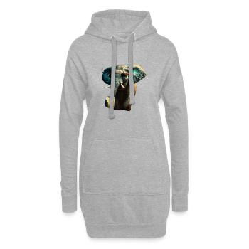 Cooler Elefant mit Bier und Sonnenbrille - Hoodie-Kleid - Grau meliert - Vorne