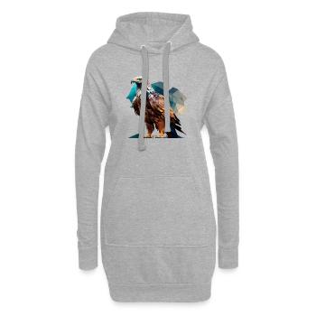 Majestätischer Polygon-Adler – Greifvogel - Hoodie-Kleid - Grau meliert - Vorne