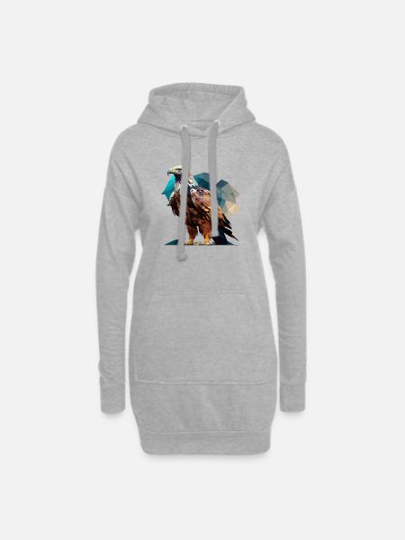 Aigle polygonal majestueux – Oiseau de proie - Sweat-shirt à capuche long Femme - gris chiné