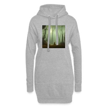 Vollmond im Wald - Hoodie-Kleid - Grau meliert - Vorne