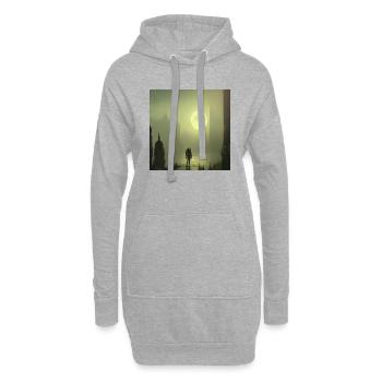 Vollmond in der Stadt - Hoodie-Kleid - Grau meliert - Vorne