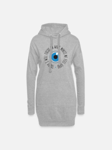 Positive Affirmation - Today I will focus... - Hoodie Dress - heather grey