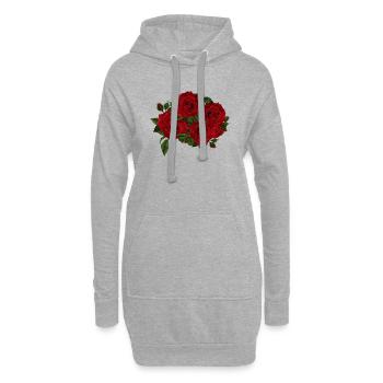 Rote Aquarellblumen - Hoodie-Kleid - Grau meliert - Vorne