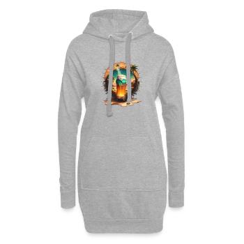 Cooles Sommer Bier unter Palmen am Strand - Hoodie-Kleid - Grau meliert - Vorne