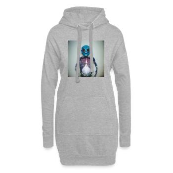 Fotografisches Portrait blaues Insekt - Hoodie-Kleid - Grau meliert - Vorne