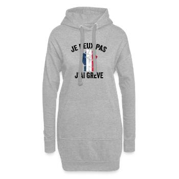 je peux pas j'ai grève anti retraire à 64 ans - Sweat-shirt à capuche long Femme - gris chiné - Devant