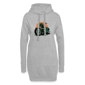 Cooles Vintage Motorrad Chopper in Grün - Hoodie-Kleid - Grau meliert - Vorne