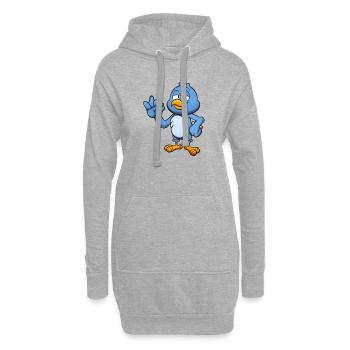 Oiseau bleu parfait - Sweat-shirt à capuche long Femme - gris chiné - Devant