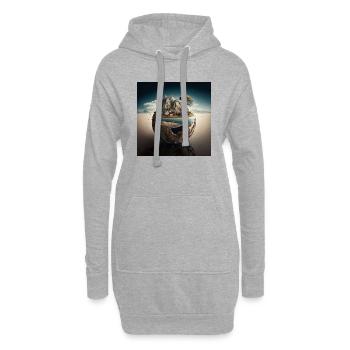 Paysage du monde n°1 - Sweat-shirt à capuche long Femme - gris chiné - Devant