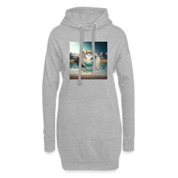 Paysage du monde n°5 - Sweat-shirt à capuche long Femme - gris chiné - Devant
