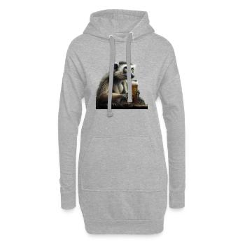 Drôle de lémurien fou à la bière - Sweat-shirt à capuche long Femme - gris chiné - Devant