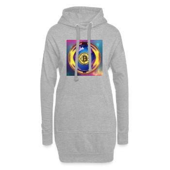 Bitcoin avec Planet Earth - Variante carrée - Sweat-shirt à capuche long Femme - gris chiné - Devant
