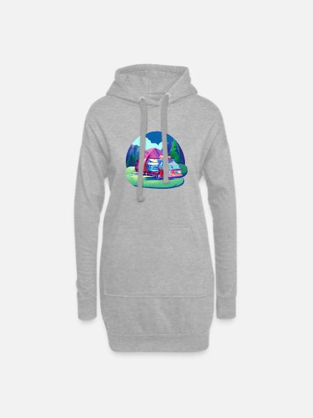 Camping Geschenk Wohnwagen Camp Zelten Wohnmobil - Hoodie-Kleid - Grau meliert
