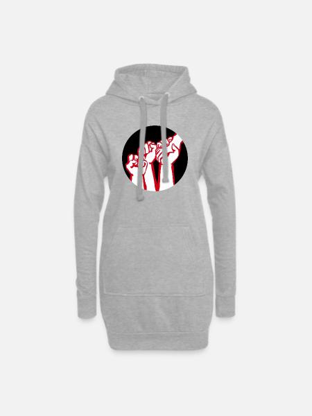 Fäuste2A - Hoodie-Kleid - Grau meliert