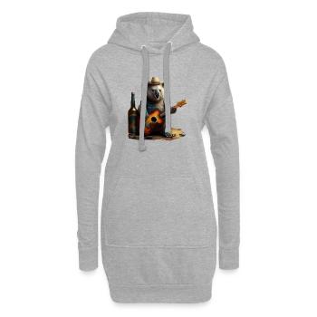 Koala drôle avec guitare chapeau et bière - Sweat-shirt à capuche long Femme - gris chiné - Devant