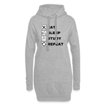 Eat Sleep Study Repeat - Hoodie-Kleid - Grau meliert - Vorne