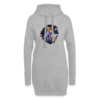Intergalactic Shiba - Hoodie Dress - heather grey - Front