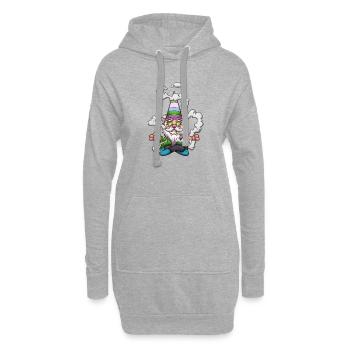 Drôle de gnome Fumer un joint - Sweat-shirt à capuche long Femme - gris chiné - Devant