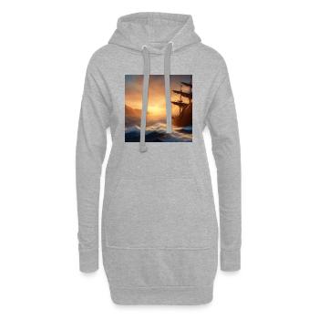 Segelschiff auf dem Meer - Hoodie-Kleid - Grau meliert - Vorne
