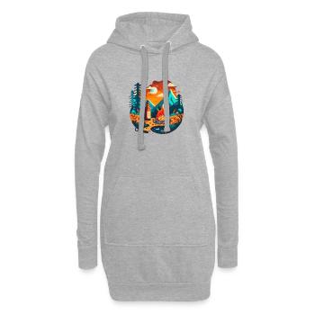 Camping extérieur avec feu de camp et bière - Sweat-shirt à capuche long Femme - gris chiné - Devant