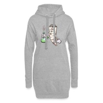 Lustiger Cartoon-Joint mit Bong - Hoodie-Kleid - Grau meliert - Vorne