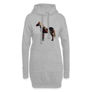 Pferd - Hoodie-Kleid - Grau meliert - Vorne