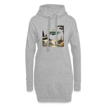 Ufo in Japan in Ukiyo-e Style - Hoodie-Kleid - Grau meliert - Vorne