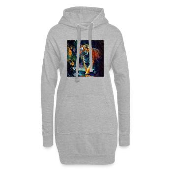 Bengalischer Tiger auf der Jagd - Hoodie-Kleid - Grau meliert - Vorne