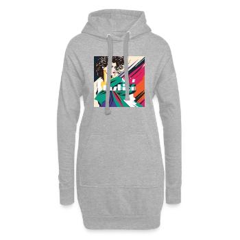 Mode 80 s - Sweat-shirt à capuche long Femme - gris chiné - Devant