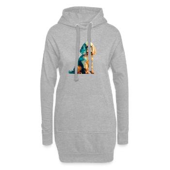 CANICHE - Sweat-shirt à capuche long Femme - gris chiné - Devant