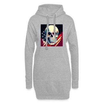 Crâne réaliste 3D drapeau américain - Sweat-shirt à capuche long Femme - gris chiné - Devant