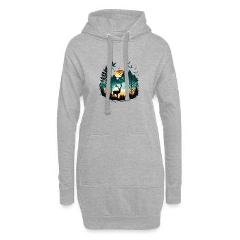 Cerf de paysage | Montagnes | Soleil - Sweat-shirt à capuche long Femme - gris chiné - Devant
