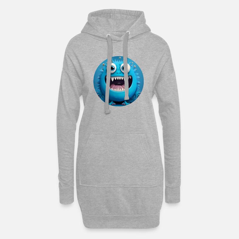 Süßes Monster - Hoodie-Kleid - Grau meliert