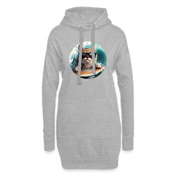 Chat de surf - Sweat-shirt à capuche long Femme - gris chiné - Devant