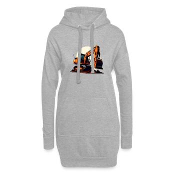 Bagger| Schaufelbagger | Retro - Hoodie-Kleid - Grau meliert - Vorne