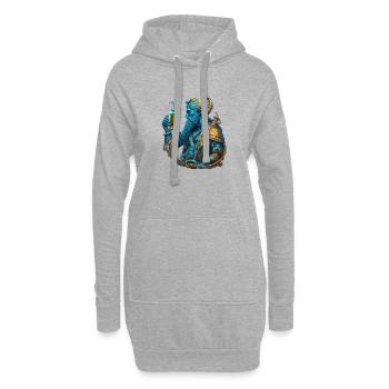Neptun mit Bier. Coole Mythologie - Hoodie-Kleid - Grau meliert - Vorne