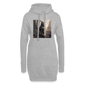 Chat noir2 - Sweat-shirt à capuche long Femme - gris chiné - Devant