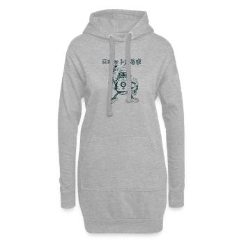 Daruma Roboter (schwarz und weiß) - Hoodie-Kleid - Grau meliert - Vorne