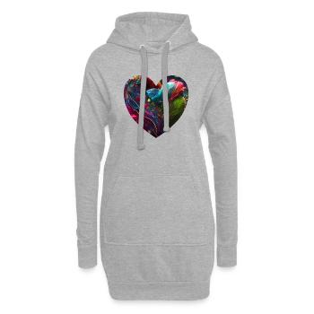 Cœur aux couleurs vives - Sweat-shirt à capuche long Femme - gris chiné - Devant