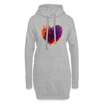 Cœur coloré avec feu - Sweat-shirt à capuche long Femme - gris chiné - Devant