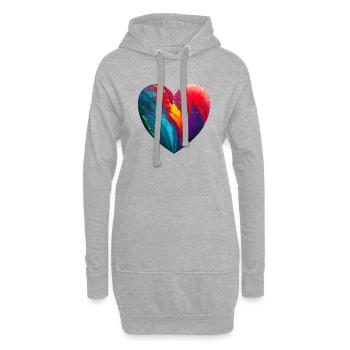 Cœur aux couleurs vives - Sweat-shirt à capuche long Femme - gris chiné - Devant