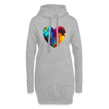 Cœur aux couleurs vives - Sweat-shirt à capuche long Femme - gris chiné - Devant