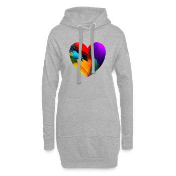 Cœur aux couleurs vives - Sweat-shirt à capuche long Femme - gris chiné - Devant