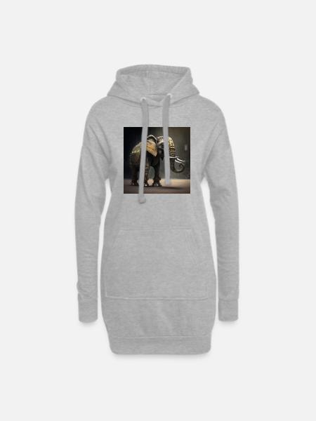 Elephant in Kenya - Hoodie Dress - heather grey