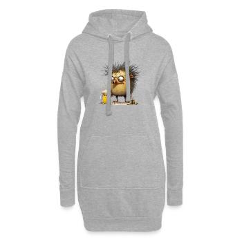 Hérisson fou luxuriant avec de la bière - Sweat-shirt à capuche long Femme - gris chiné - Devant