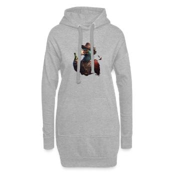 Perroquet avec flash de bière et chapeau. Amusant et cool - Sweat-shirt à capuche long Femme - gris chiné - Devant