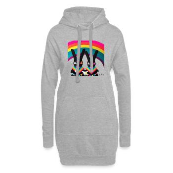 Stolze Pride Hasen - Hoodie-Kleid - Grau meliert - Vorne