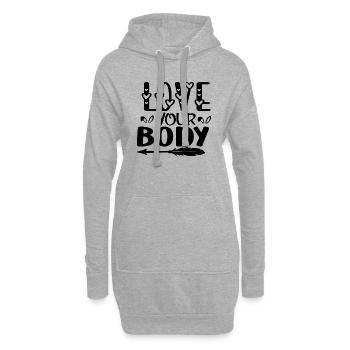 Aimez votre corps - Sweat-shirt à capuche long Femme - gris chiné - Devant