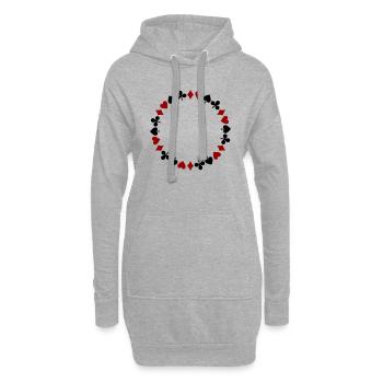 Kranz Spielkarten Skat Dame Mau-Mau Rommé - Hoodie-Kleid - Grau meliert - Vorne