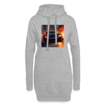car with the headlights - Hoodie-Kleid - Grau meliert - Vorne